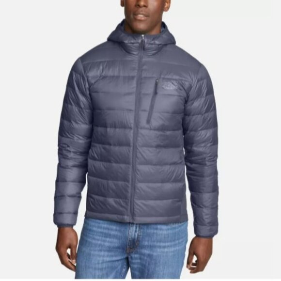 NEW Eddie Bauer Mens M Hooded Down Jacket 550 Fill Power Gray Lightweight & Warm - Picture 1 of 10